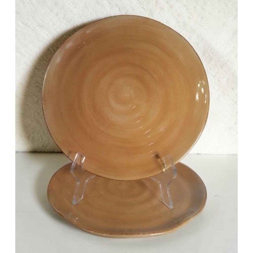Tabletops Lifestyles Campagnolo Tan Dinner Plates 11.25” Hand Painted Set of 2
